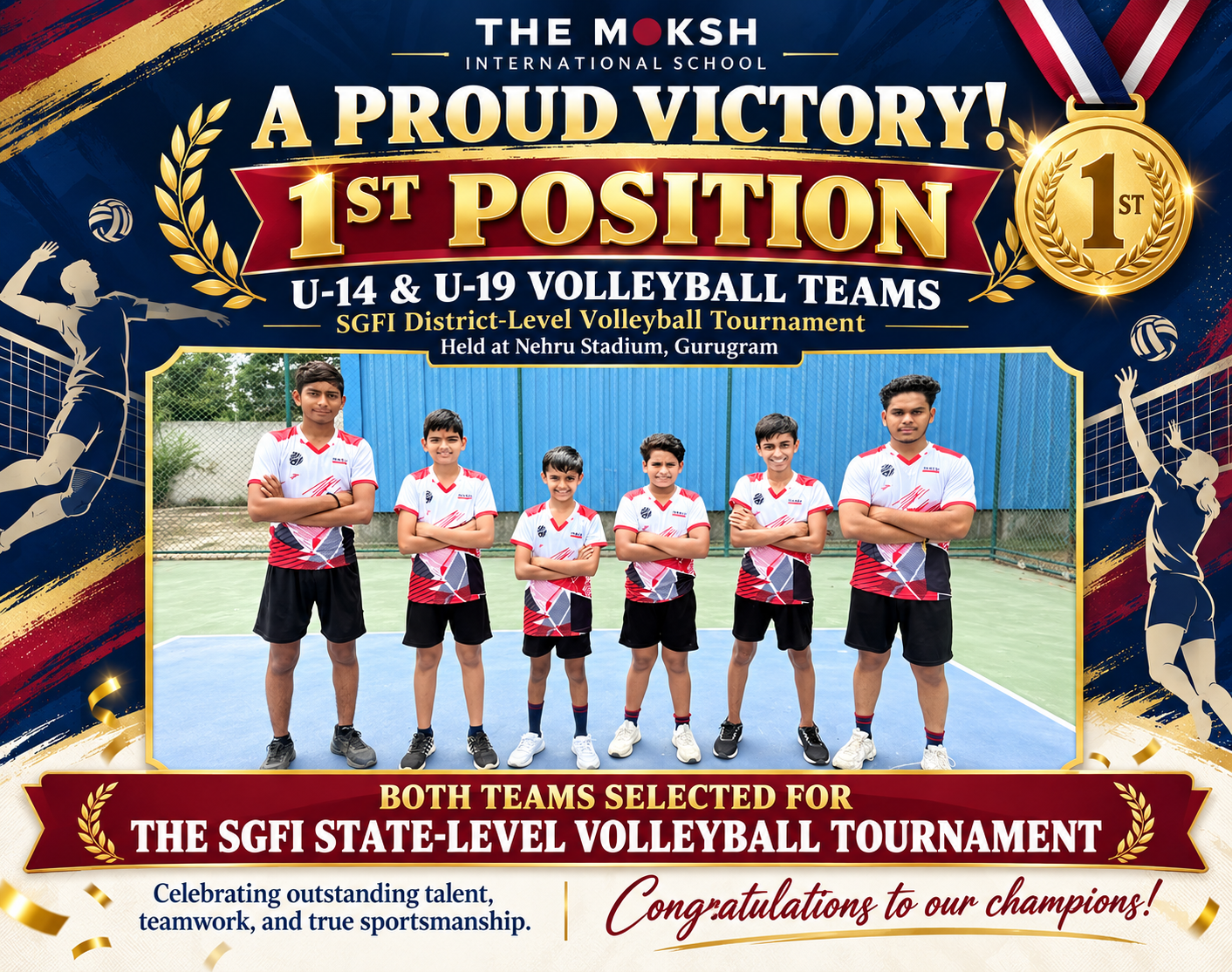 1st Position at SGFI District-Level Volleyball Tournament
