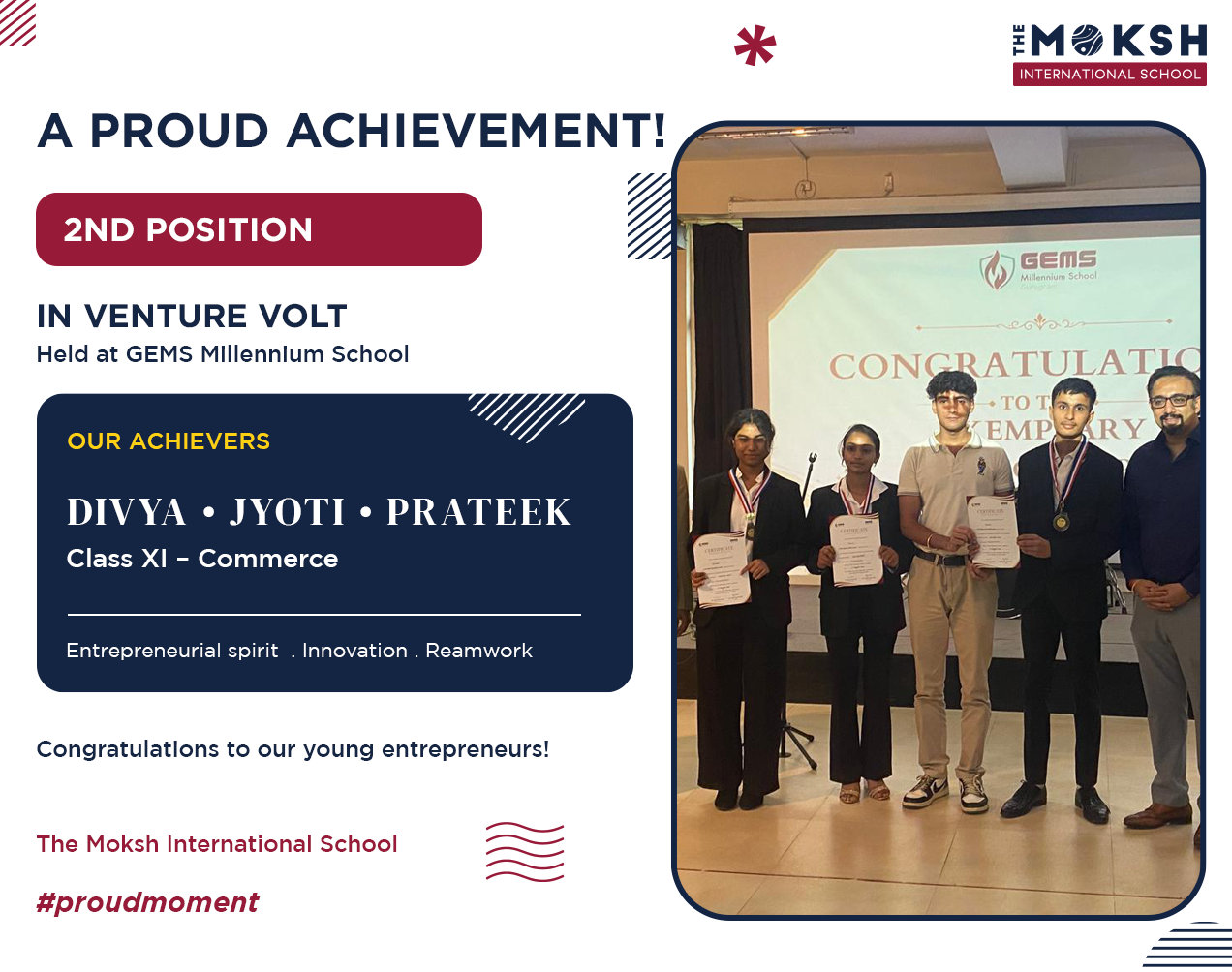 2nd position in Venture Volt held at GEMS Millennium School.
